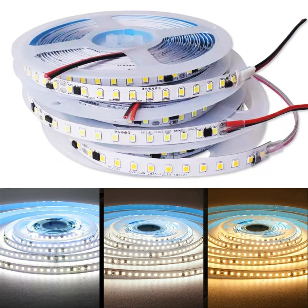 Светодиодная лента 220 В 2835 120Led s/M 5M 10M 20M IP20 IP67 водонепроницаемая Белая теплая белая естесветодиодный 220 V Светодиодная лента для украшения комнаты