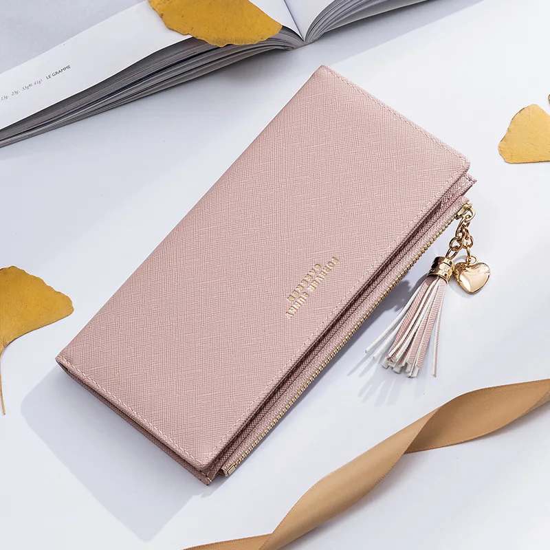 2023 Tassel Wallet Women Long Cute Wallet Leather Tassel Women Wallets Zipper Portefeuille Female Purse Clutch