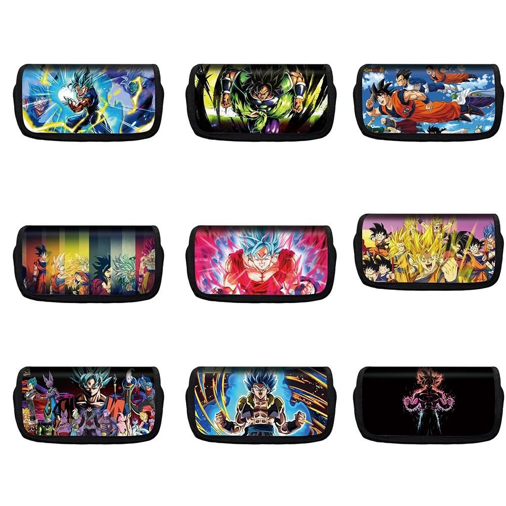 Dragon Ball Bilayer Zip Pencil Case for Girl Boy Large Capacity Pen Box Cartoon Students Stationery Children's Gifts