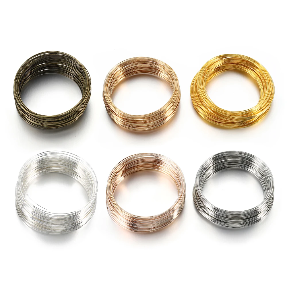 100 Loops Dia 0.5mm 55/60mm Memory Steel Wire Cord For DIY Beading Bracelets Earring Jewelry Making Finding Accessories Supplies