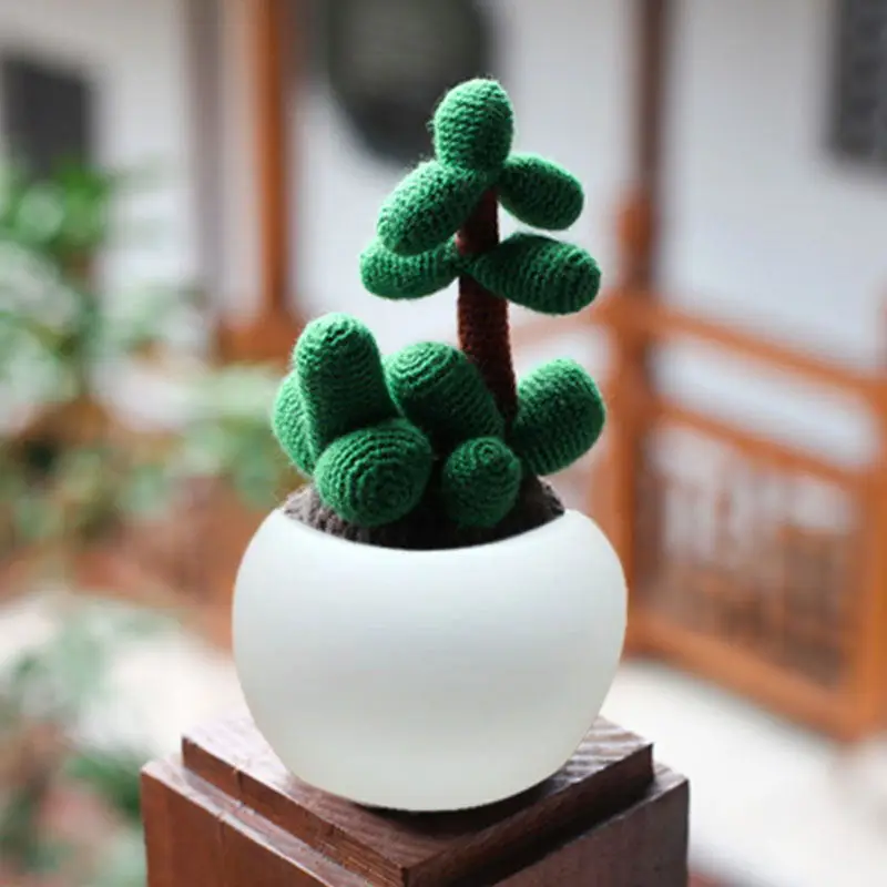 

Artificial Pine Jewelry Towers Faux Bonsai Aromatherapy Essential Oil Diffuser Handmade Crochet Potted Plants Ornaments