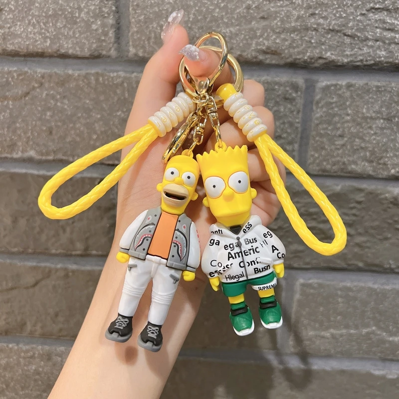 The Simpsons Keychain Anime Figure Bart Homer Marge Lisa for Kids Schoolbag Pendant Cartoon Key Ring Kawaii Car Key Chain Gift