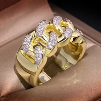 luxury male female rings for women men silver plate gold bling bling hip hop punk zircon exaggerated artist jewelry wholesale