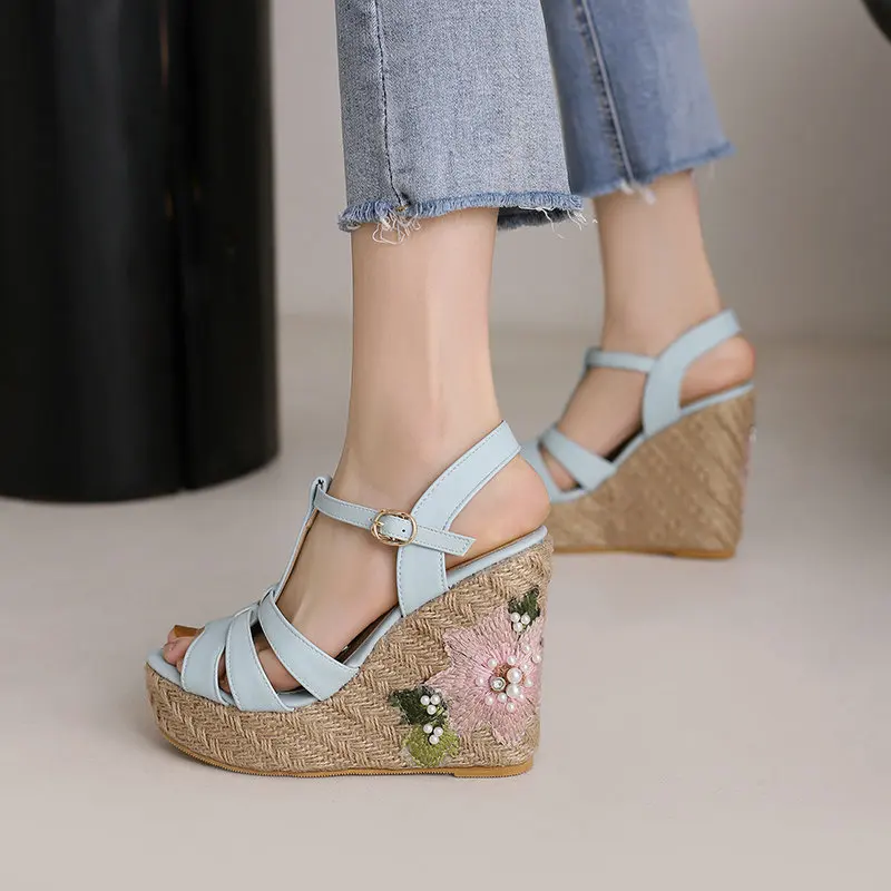 Brand New Ladies Wedges High Heels Sandals Fashion Retro Platform Summer Women's Sandals 2023 Party Shoes Woman Size 30-46