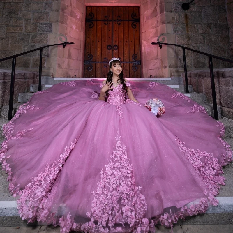 Роскошные Выпускные платья Quinceanrra изящное блестящее платье с открытыми плечами и