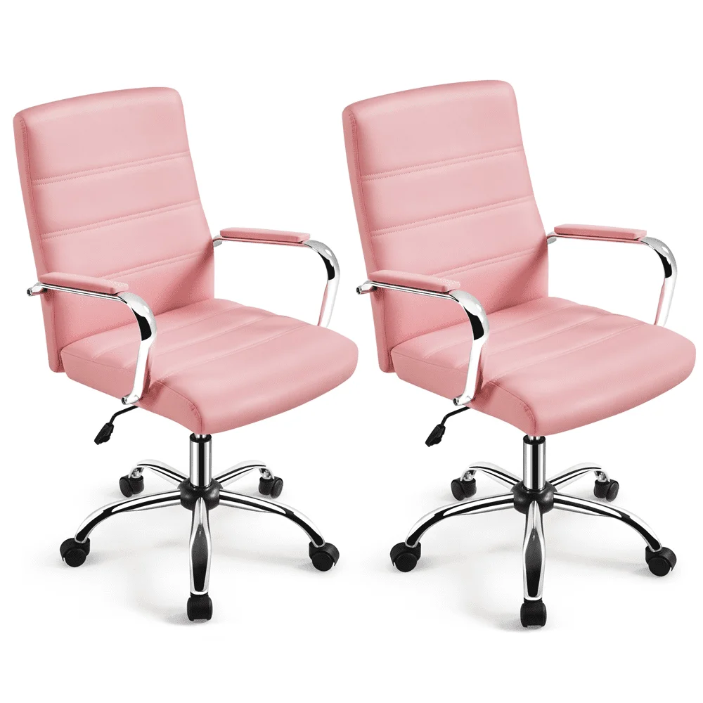 

Easyfashion 2PCS Mid-Back Office Chair, Pink