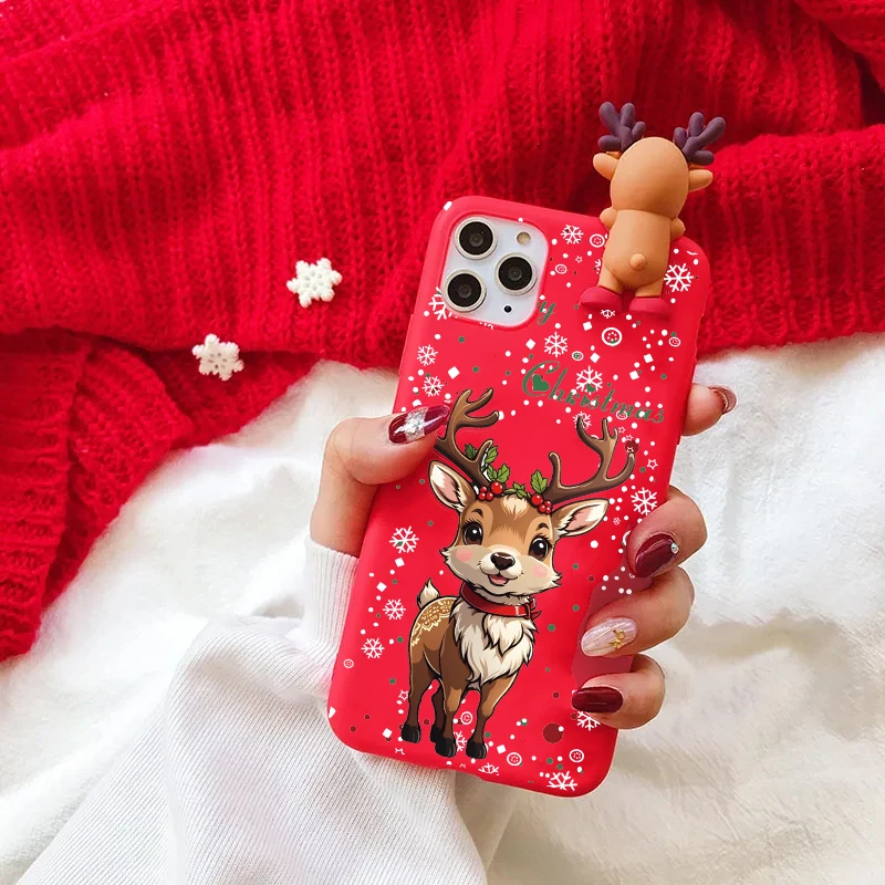Елка Шляпа Шарф Олень Медведь DIY Рождественский Чехол Для Redmi Note 13 11 10 12 Pro 5G 8 9 12s 4G 9s