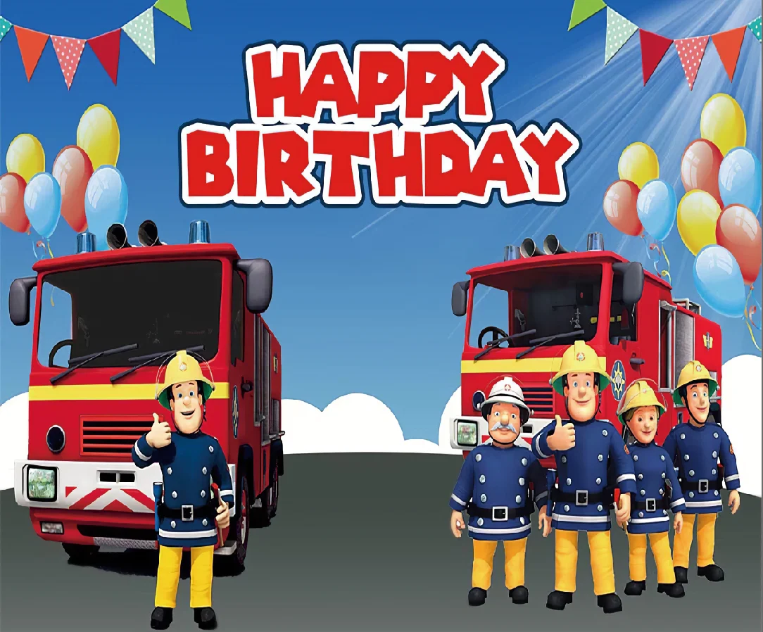 

Виниловый фон для фотосъемки 6 х6 футов с персонализированным пожарным, пожарным, самом, голубым, красным, днем рождения, 180 см x 180 см