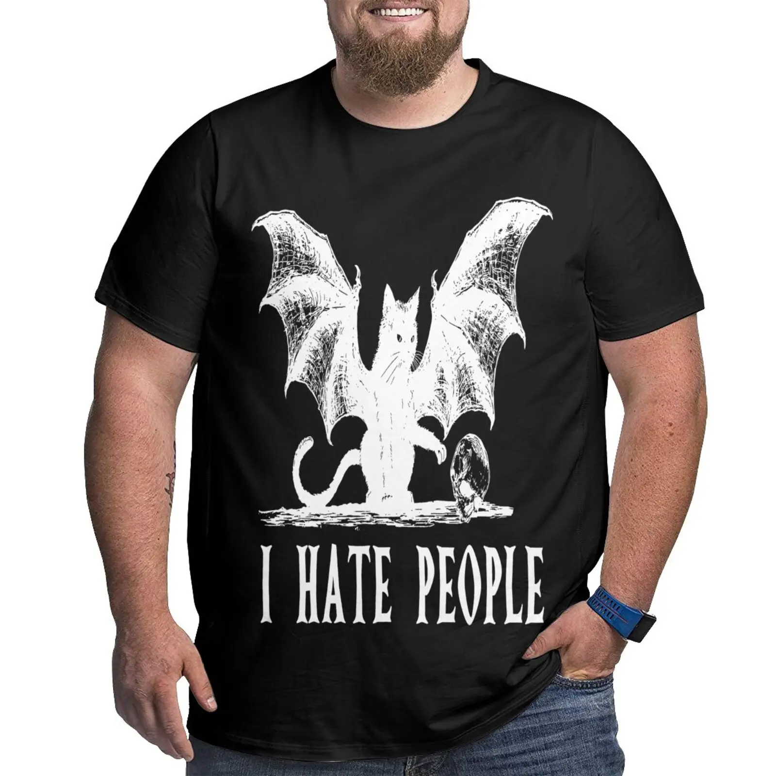 

I Hate People Cat Bat Skull Oversized T-Shirt Men's T-Shirts T-Shirt Tee Shirt Men Men's Clothing Men's Shirts Couples T-Shirt