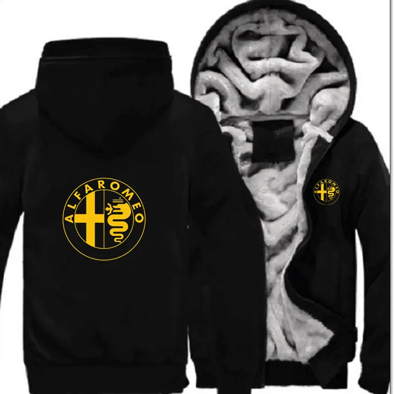 

Толстовка мужская зимняя с капюшоном, на молнии, с логотипом Alfa Romeo