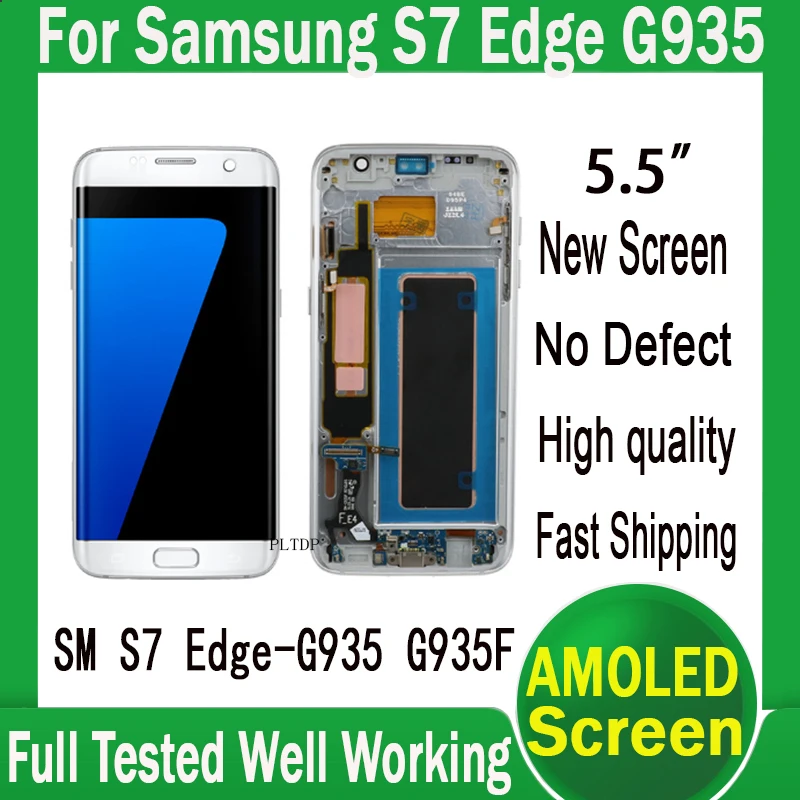 

Высококачественный дисплей для SAMSUNG Galaxy S7 Edge G935F, сенсорный экран 5,5 дюйма, дигитайзер в сборе, SUPER AMOLED, протестирован, с рамкой