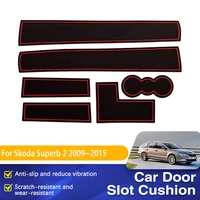 Car Non-Slip Door Groove Mat For Skoda Superb 2 B6 MK2 Comib 2009~2015 Slot Hole Anti-dirty Gate Slot Cup Mats Car Accessories