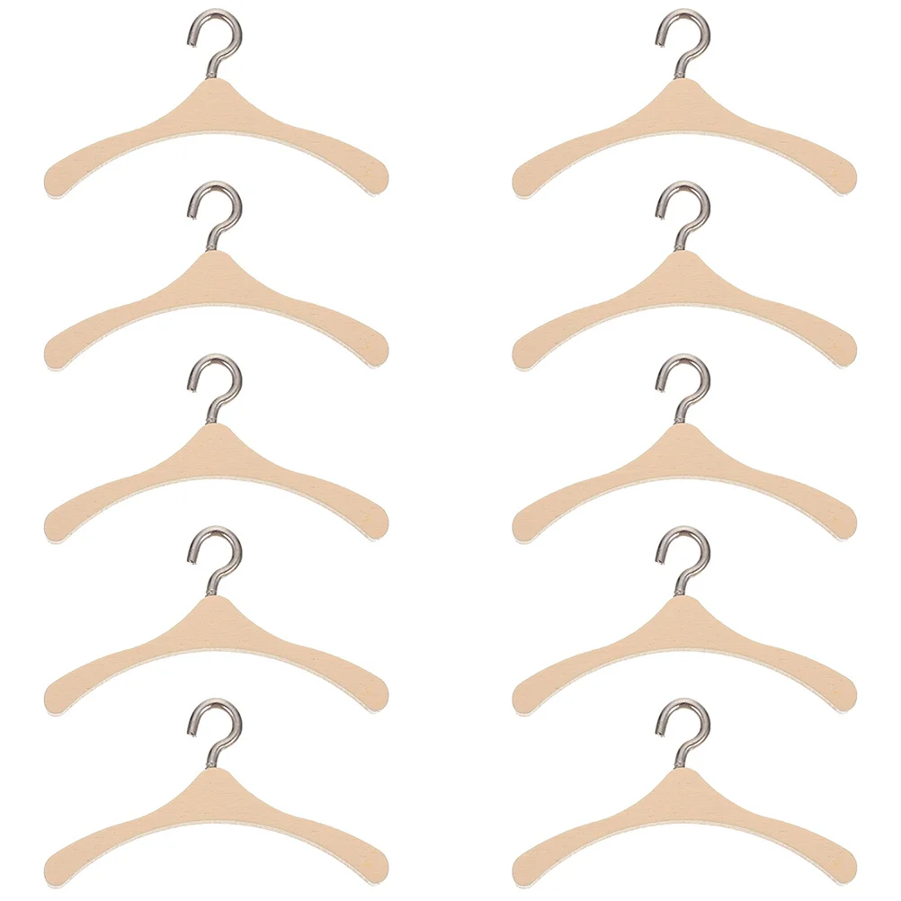 

10 Pcs Mini Clothing Rack Miniature Clothes Hangers Decked Accessories Accessory Small Decor Toy Wardrobe Dollhouse