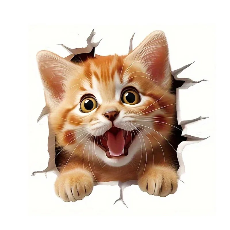 

3D наклейка для унитаза оранжевый кот