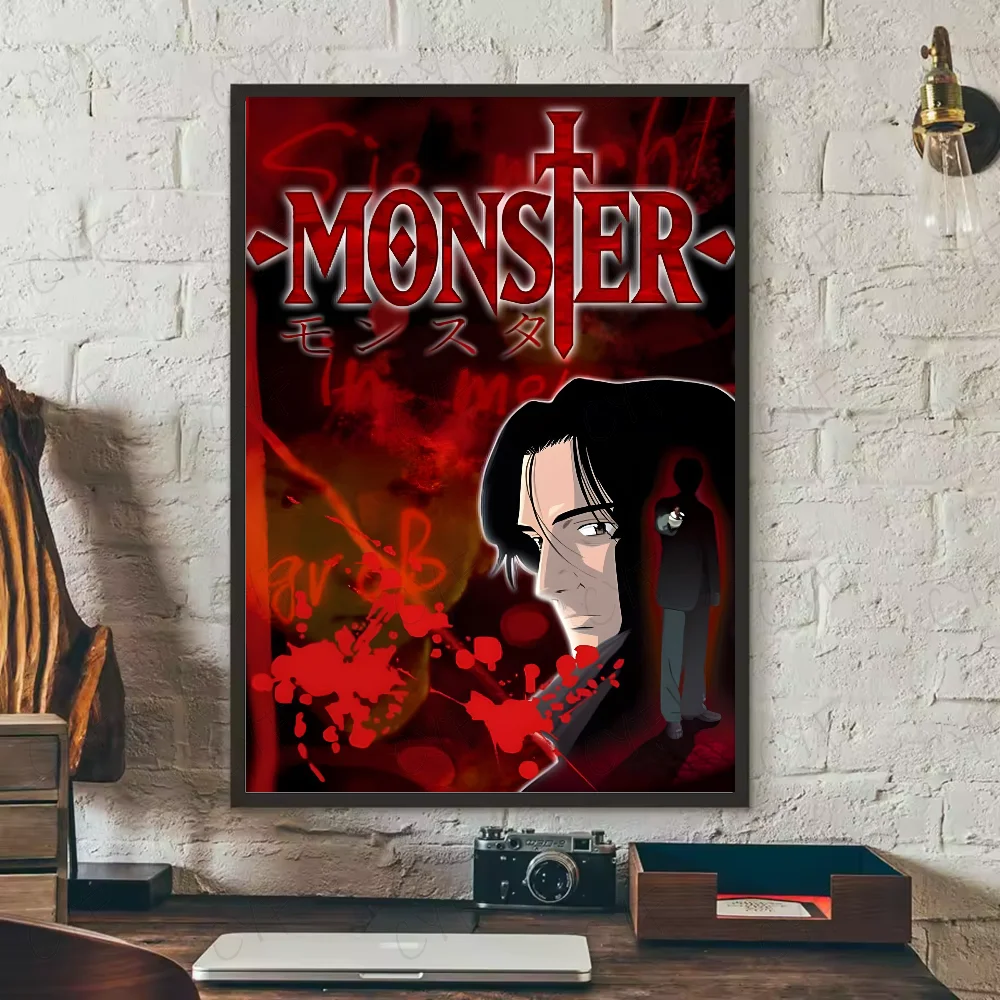 Фото N-Naoki Urasawa S Monster аниме постер HD искусство липкая стена водонепроницаемый дом гостиная спальня бар эстетическое украшение №5