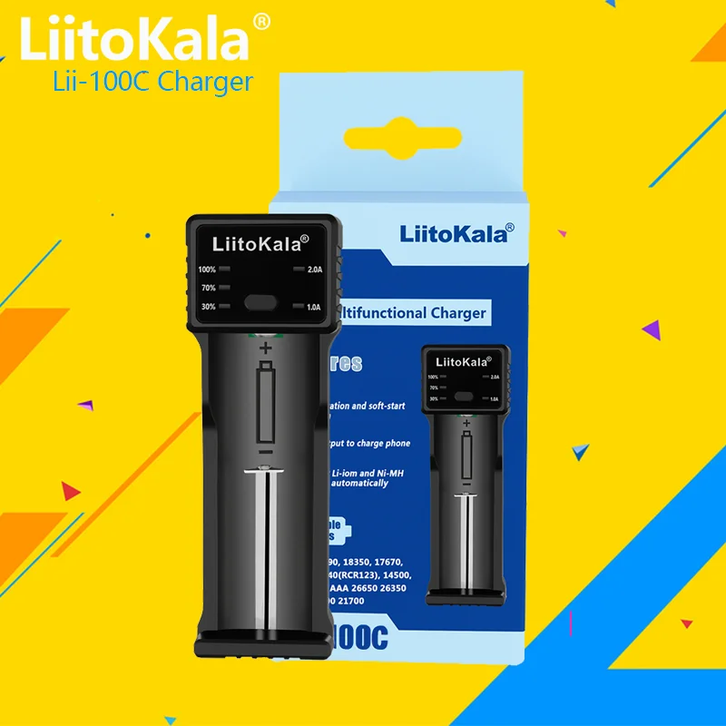 

Зарядное устройство LiitoKala, 18650, 21700, 26650, 2 А, LED, быстрая зарядка