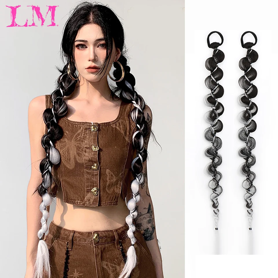 

LM Wig Bubble Braid Euramerican Simulation Boxing Fried Dough Twists Braid Long Braid Tissued Sweet Cool Spicy Girl Horsetail Tw