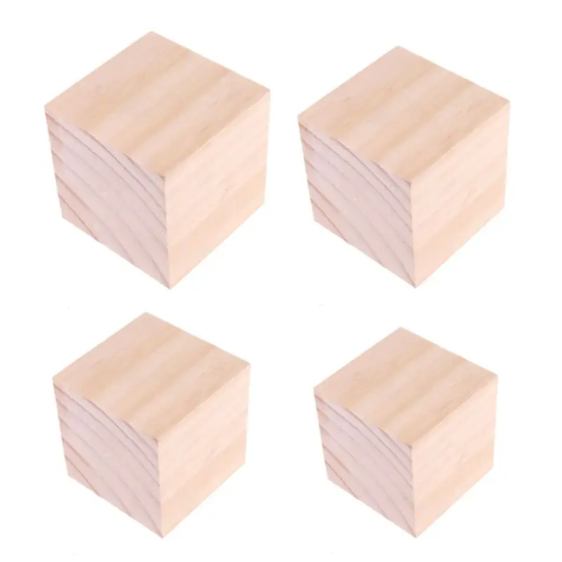 

Wood Craft Cube House Table Decoration DIY Craft Making Wooden Block 5/6/8cm