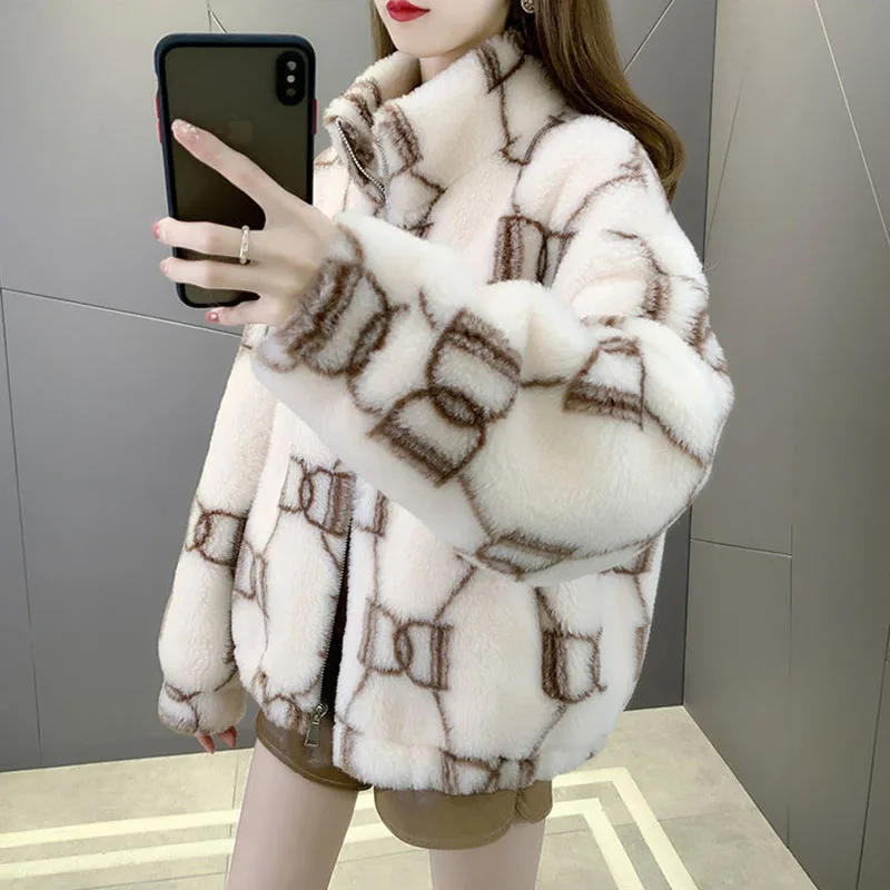 Cashmere-Like Jacket Women Overcoat 2023 Autumn Winter Thick Warm Parka Female Outwear Fashion Loose Fur And One Lambswool Coat