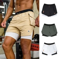 2022 new summer running shorts men 2 in 1 double deck quick dry gym sport shorts fitness jogging workout shorts men sports short