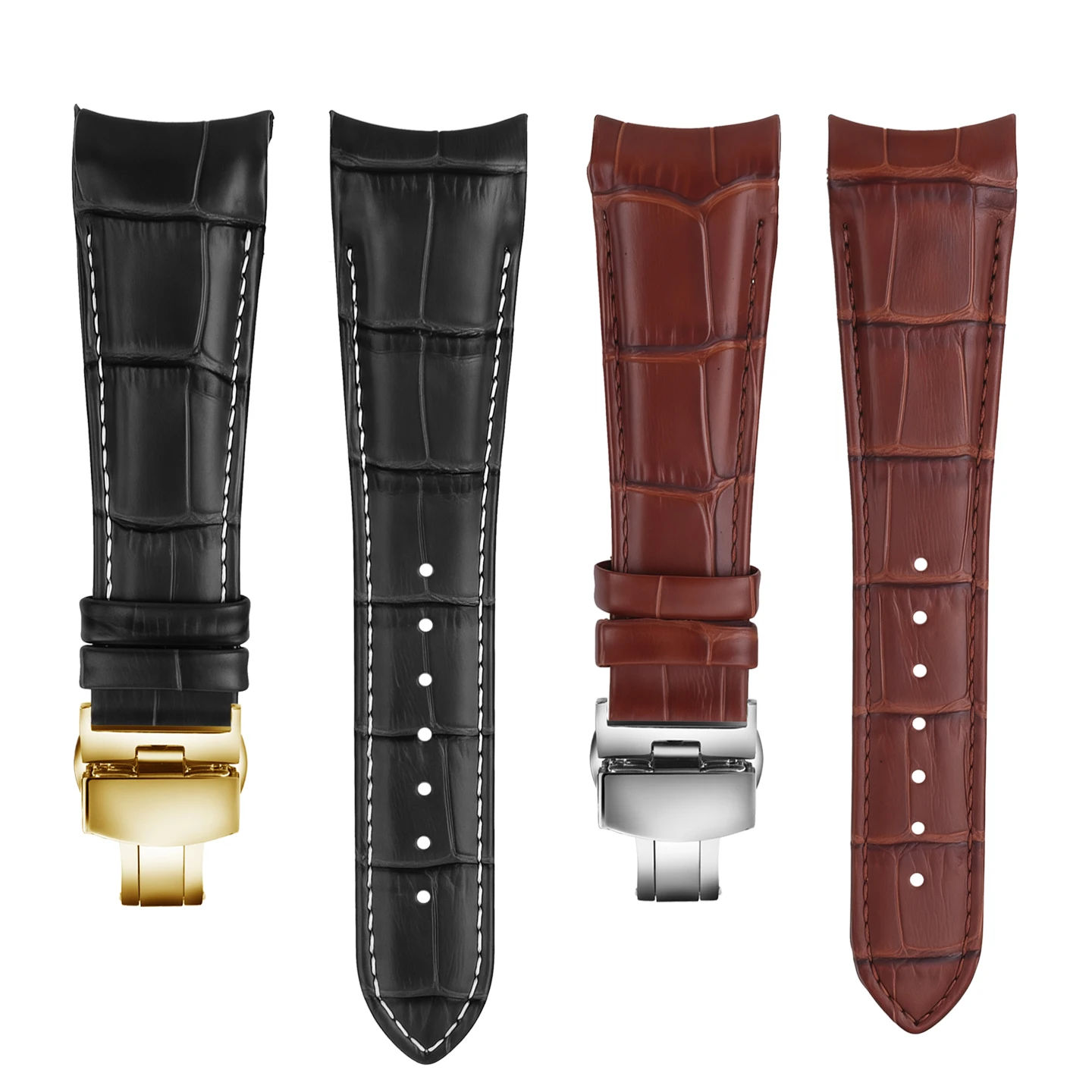 Ремешок для часов Versace V-Sport II Series из натуральной кожи, 24 мм, изогнутая телячья кожа, VFE130015, VFE160017, с застежкой-бабочкой (art.: 3920dc3b089ab) - 3920dc3b089ab