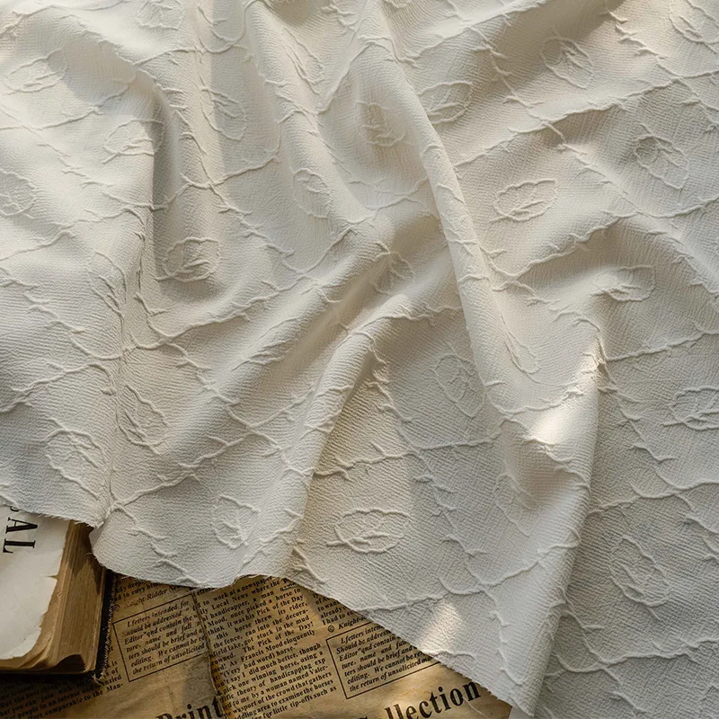 

Three Color Regular Rhombic Small Leaf Micro Elastic Jacquard Fabric Soft Waxy Small Fresh Women's Cheongsam Dress