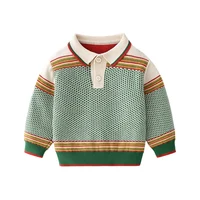 Ins Boys-clothing Spring and Autumn Baby Lapel Sweater Coat High Quality Vintage Jacquard Knit Top Thick Warm Children Clothing