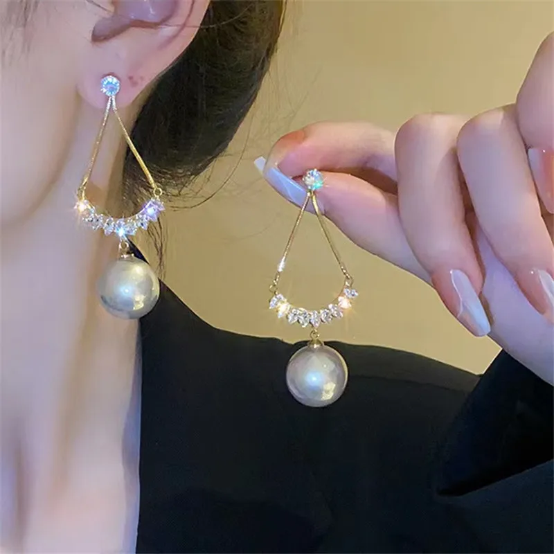 

Unique Design Premium Light Luxury Zircon Water Drop Pearl Earrings Ladies 2022 New Fashion Exquisite Wedding Jewelry Party Gift