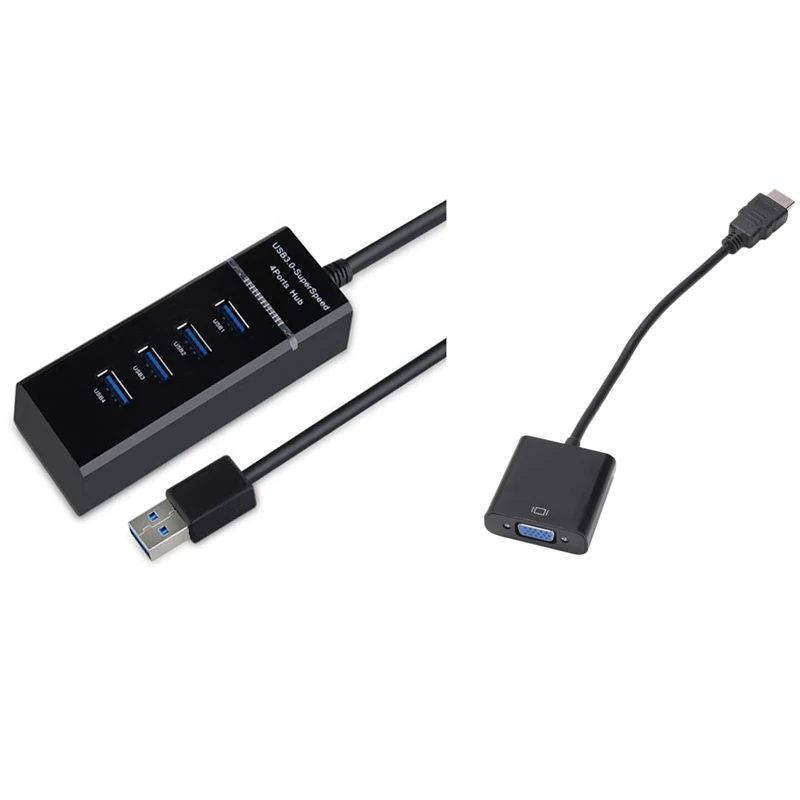 

HDMI To VGA HDMI Male To VGA RGB Female Video Converter Adapter Male To Female Cable With 4-Port USB 3.0 Hub