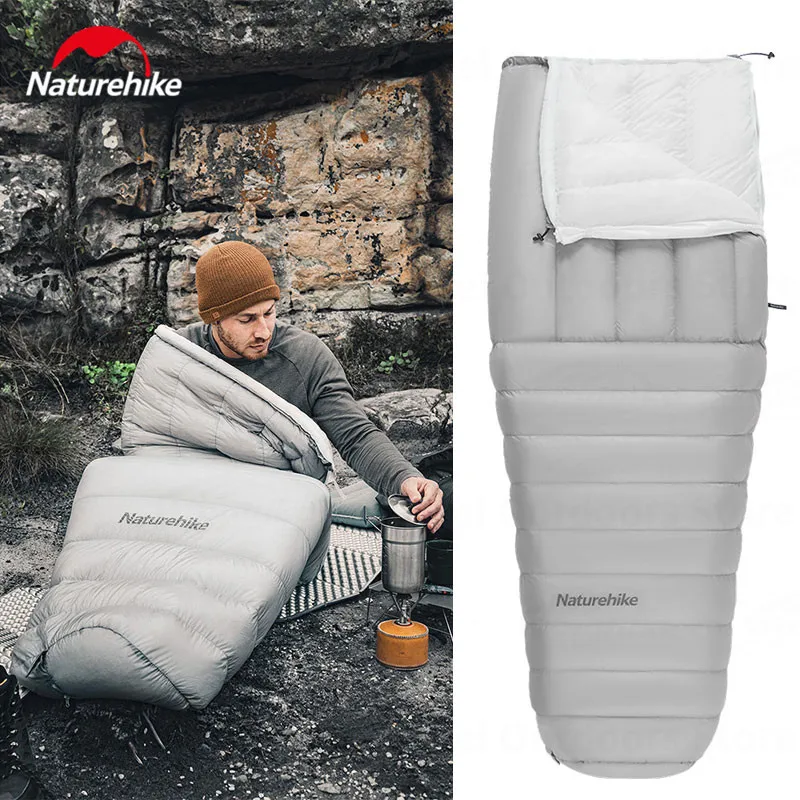 Ультралегкий спальный мешок Naturehike на утином пуху, утолщенное покрывало для отдыха на открытом воздухе, походов, мам, с крышкой, температурой-16 ℃-4 ℃