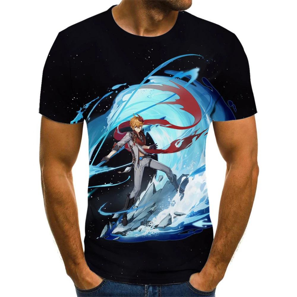 

Футболка Genshin Impact Graphic для мужчин, топы, футболка, одежда, летняя уличная одежда, одежда для мужчин, женские футболки