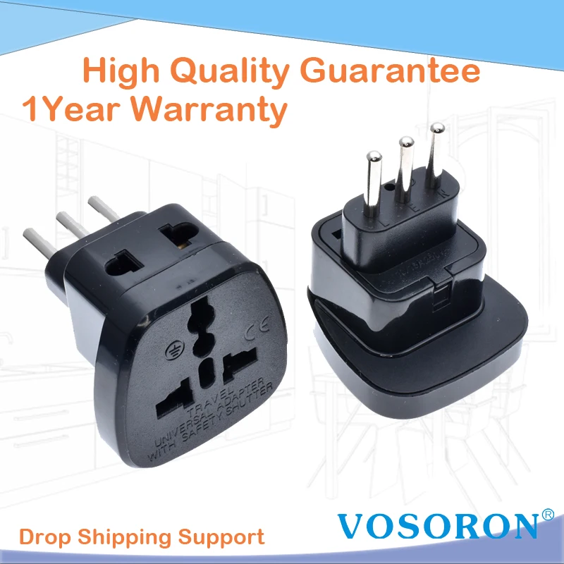 

Universal Chile Libya Maldives Italy power connector AU EU US to Italy Travel Adapter Plug Type L Adaptor with safety shutter