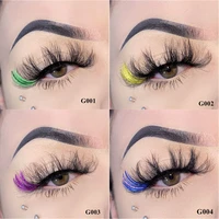 new glitter red blue purple pink mix 25mm colored eyelashes ombre vegan strip 25mm mink lashes natural dramatic glitter lashes