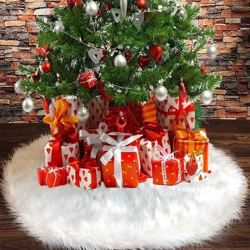

78-150 см юбка для рождественской елки, чистый белый плюшевый коврик, ковер из искусственного меха, украшения для рождественской елки, Рождест...