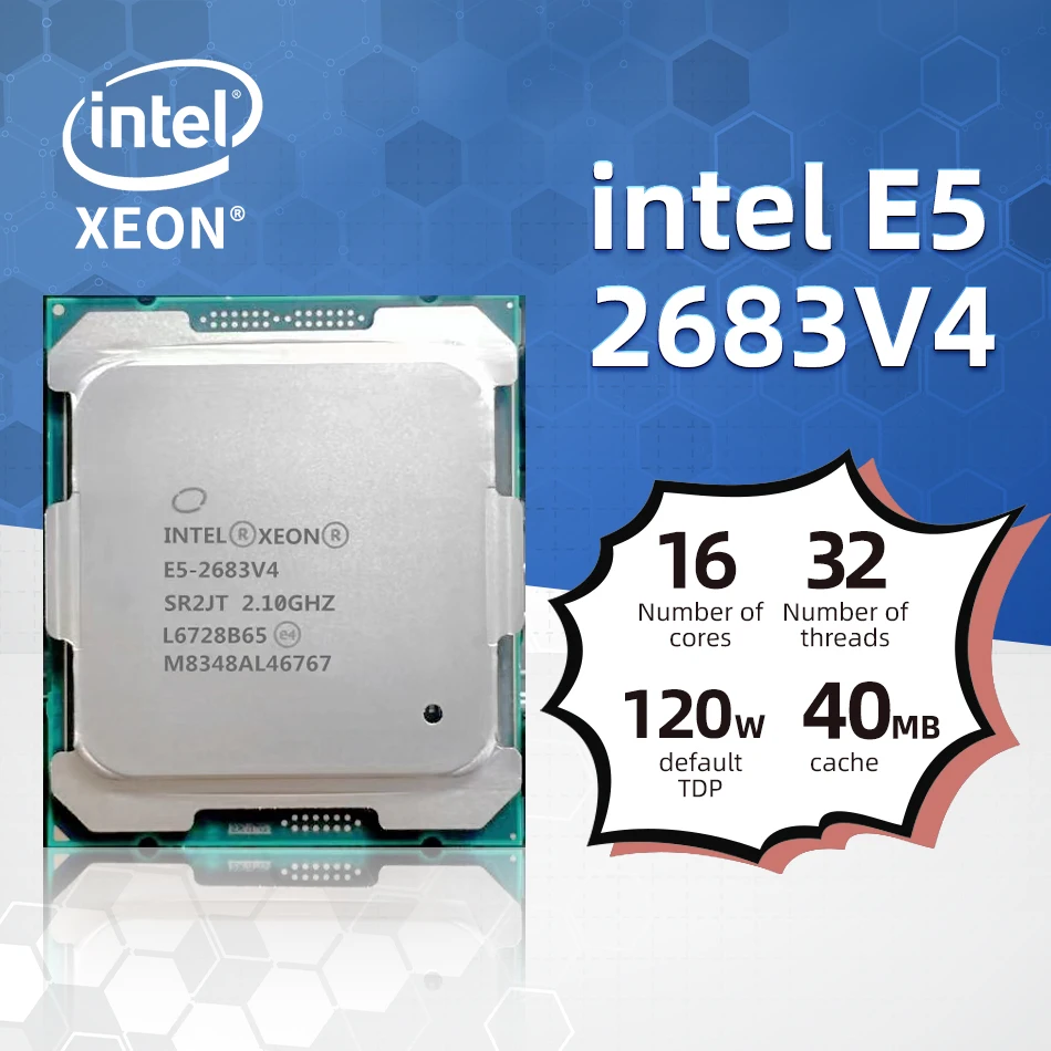 

Used Original Intel Xeon E5-2683 V4 E5 2683V4 2.1GHz 16 Cores 40M 120W 14nm LGA 2011-3 Support X99 Motheboard