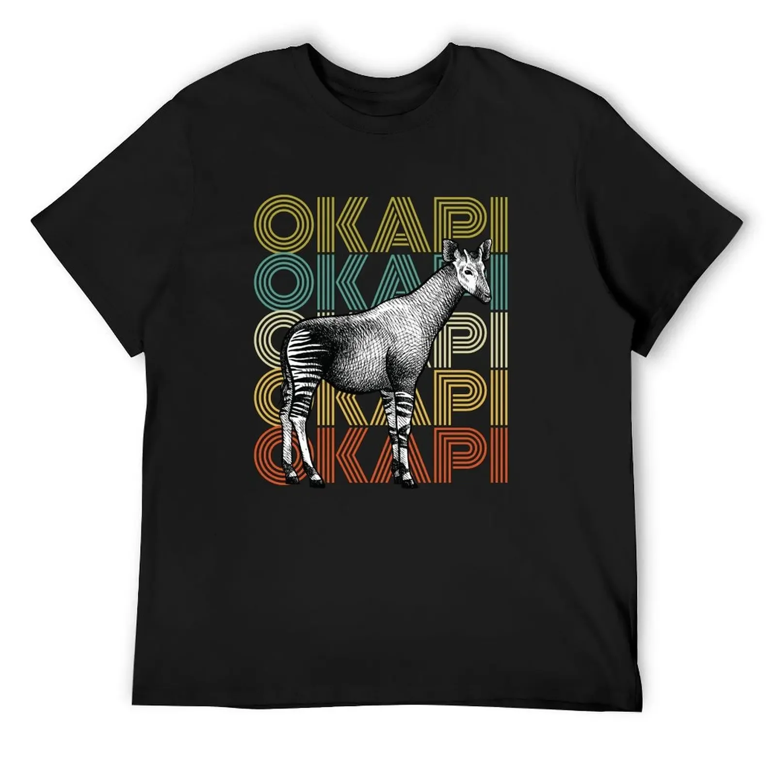 Винтажная футболка Okapi- Congolese Giraffe- Save the Okapi черная милая одежда с короткими
