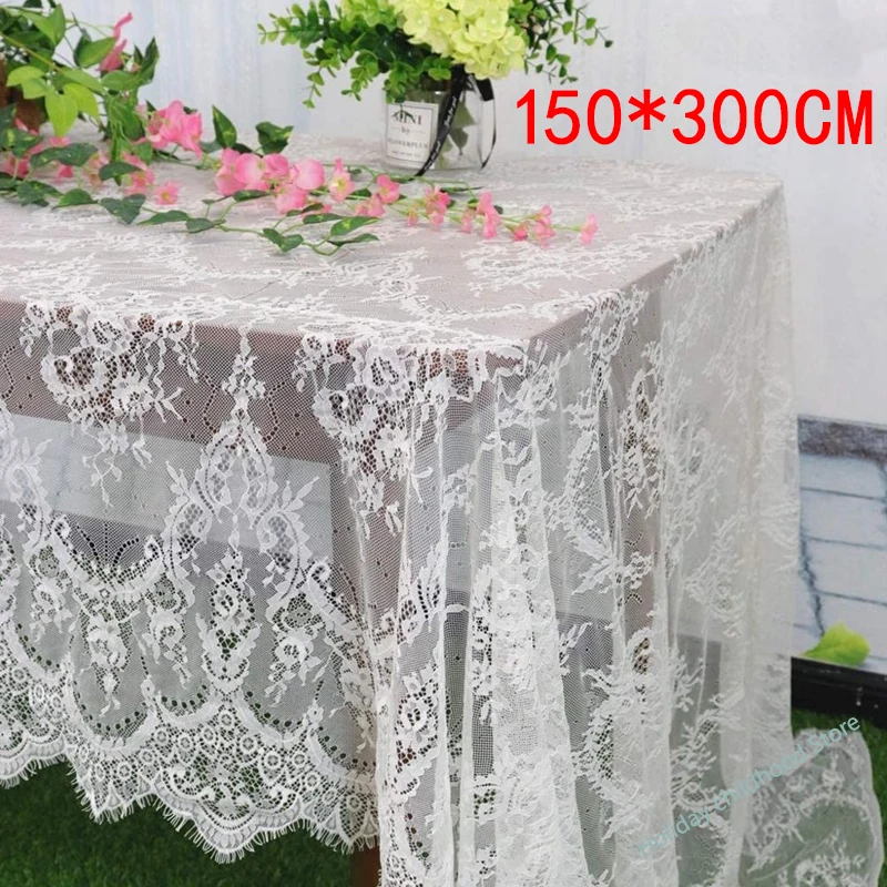 

Fadesen – nappe blanche en dentelle, 150x300cm, tissu décoratif pour la maison, fête de mariage, hôtel, nouvelle collection
