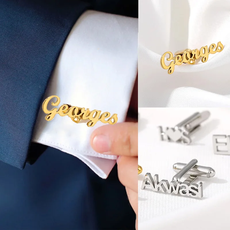 

Lateefah Men's Custom Cufflinks Personalized Cufflinks Custom Name Cufflink for Father`s Stainless Steel Jewelry Wedding Gifts