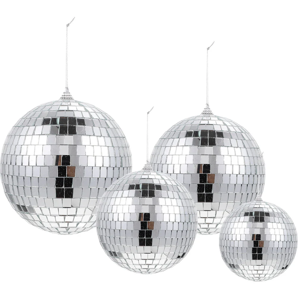 

4pcs Mirror Effect Balls Reflective Balls Hanging Disco Party Decor