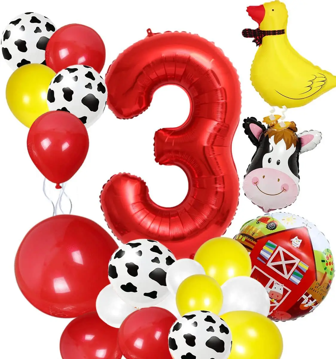 

Украшения для вечеринки в честь 3-го дня рождения с животными на ферме, корова, Фотофон, 3, фольгированные воздушные шары, животные на ферме