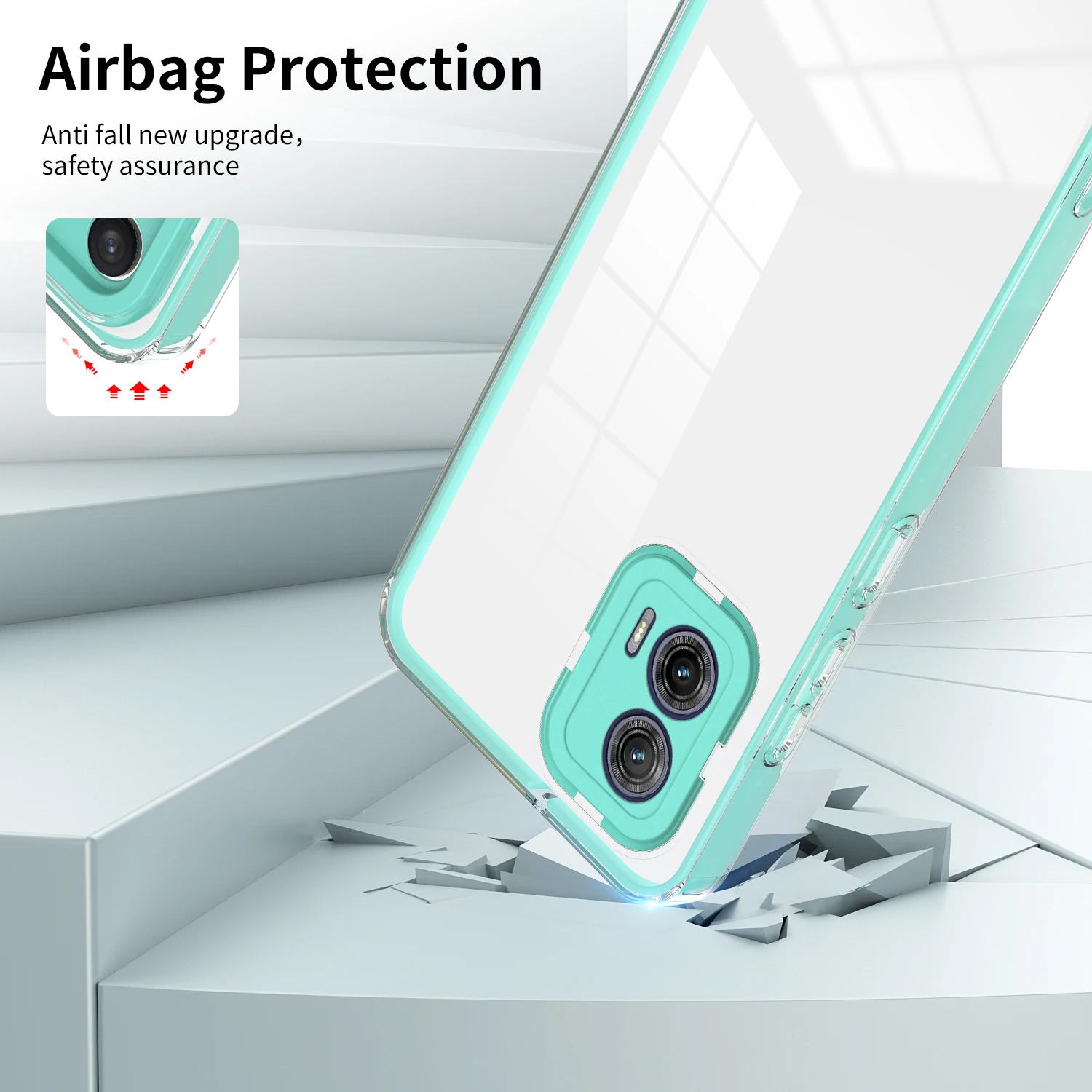 3 в 1 чехол-рамка для Motorola Moto G53 XT2335-2 Роскошные прозрачные мягкие края Жесткий