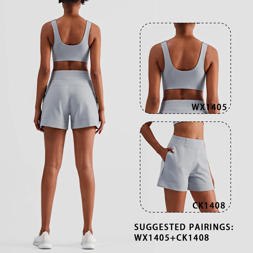 WISRUNING 2-side Pockets High Waist Yoga Shorts Women Push Up Bicycles for Fitness Sports Tights Leggings for Gym Outfit Workout