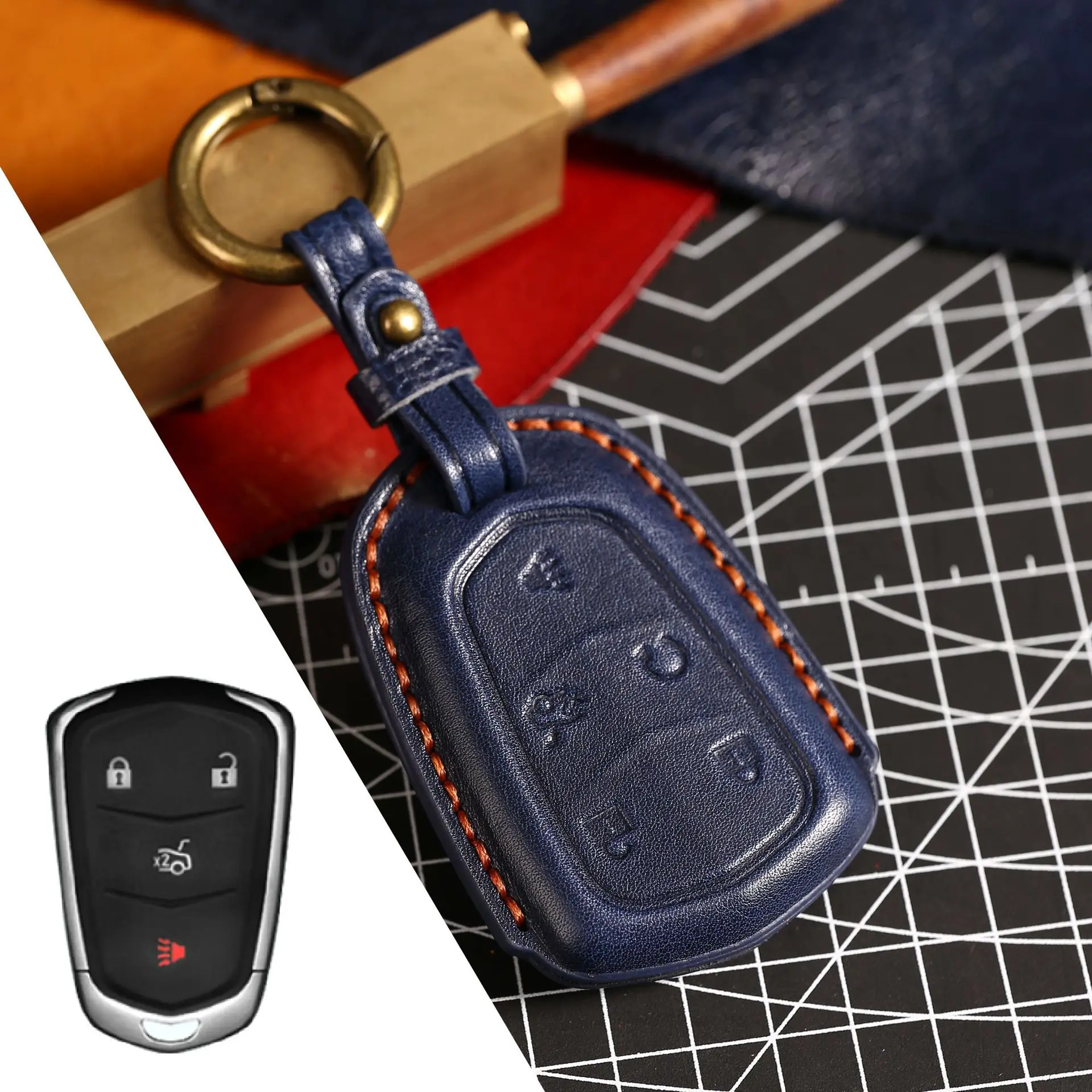 

Luxury Leather Car Key Case Cover Bag for Cadillac ATS CT6 CTS DTS XT5 XT6 CT4 CT5 CT6 Escalade ESV SRX STS XTS ELR 2014-2018
