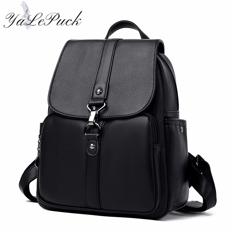 

The New Women High Quality Leather Backpacks Female Shoulder Bag Sac A Dos Ladies Travel Bagpack Mochilas School Bags for Girls