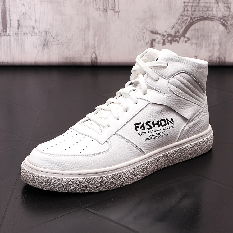 

new 2021 high tops designer sneakers man white lace up flat platform shoes moccasins rock walking ankle boots chaussure punk