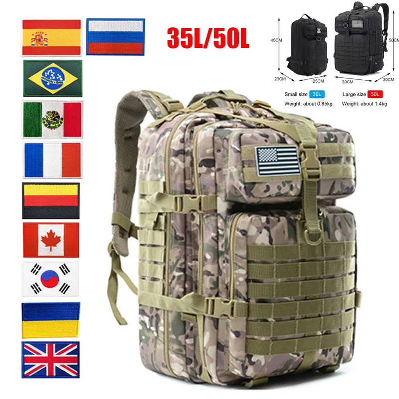 

Военный тактический рюкзак 30 л/50 л, армейская сумка 900D из полиэстера, сумка для альпинизма, охоты, туризма, кемпинга, снаряжения, сумка для путешествий MOLLE