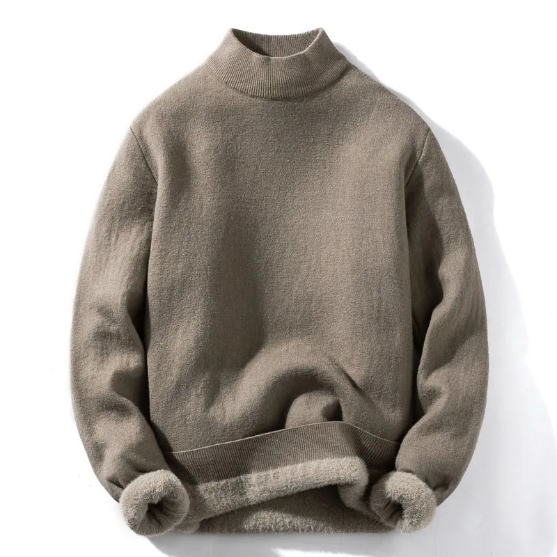 

Свитер мужской зимний однотонный с длинным рукавом и высоким воротником