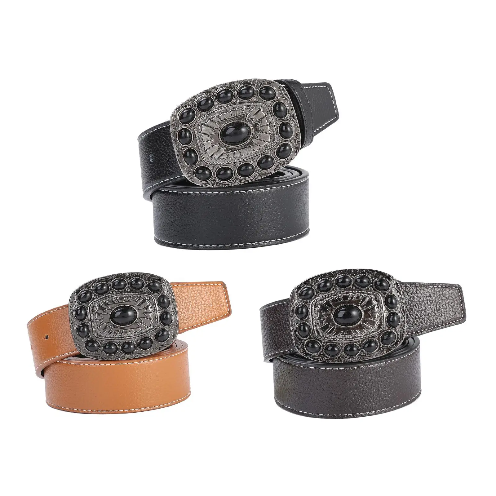 

Western Cowboy Belt Women Stylish PU Leather Waistband Versatile Casual Cowgirl Belt for Father Holidays Festivals Travel