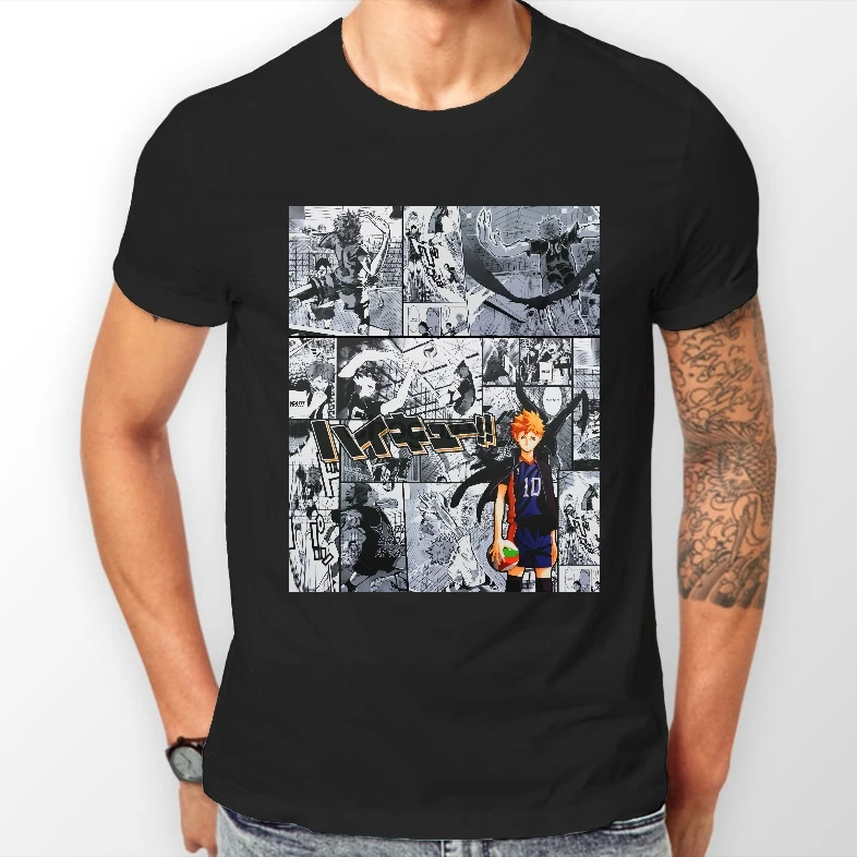 Футболка унисекс с рисунком хинаты шоё манга в полоску Аниме Haikyuu Haikyu все размеры