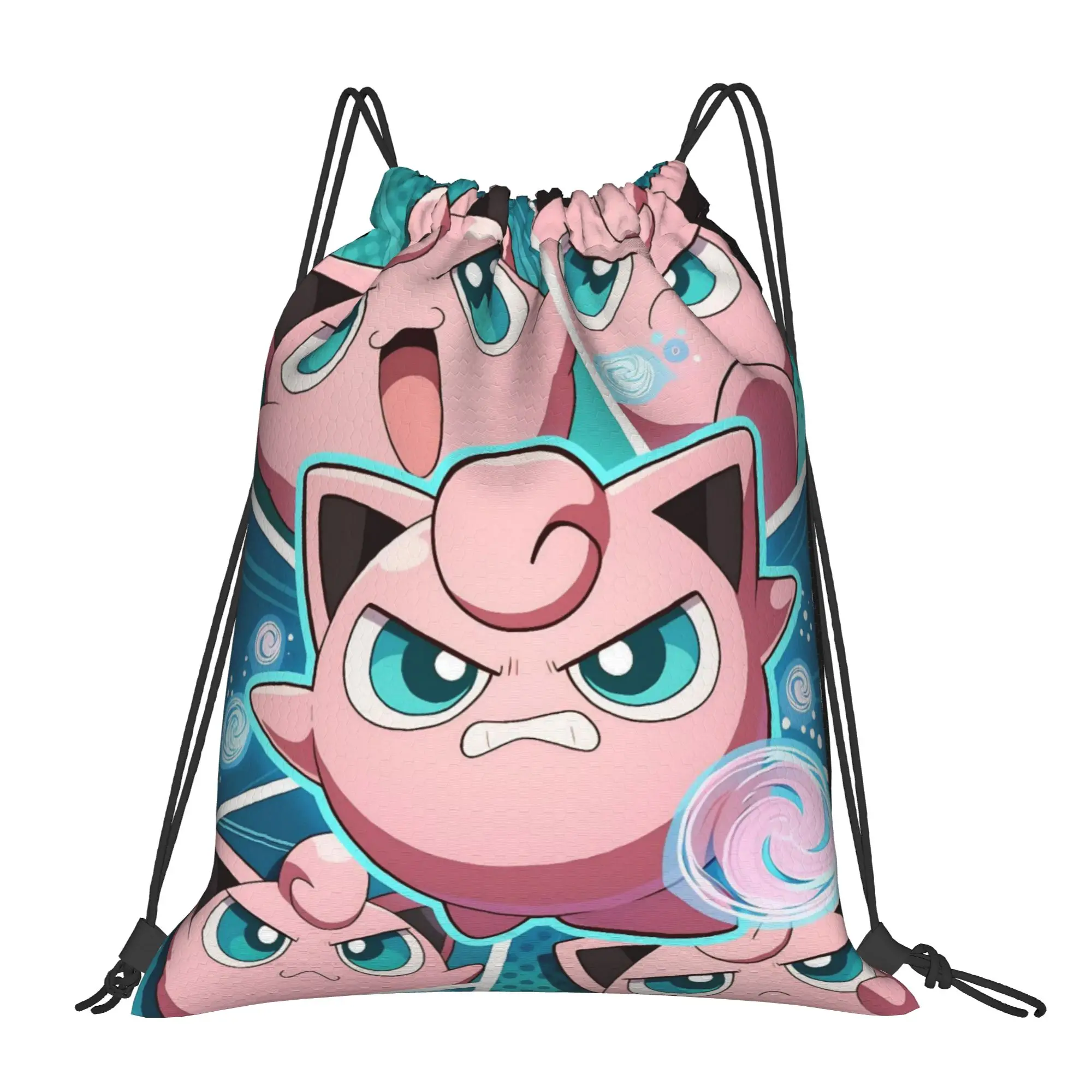 Фото Розовый рюкзак-мешок Jigglypuffs Kawaii на шнурке, спортивная сумка, водонепроницаемый, для велоспорта, 36 см (Ш) x 43 см (В) №1